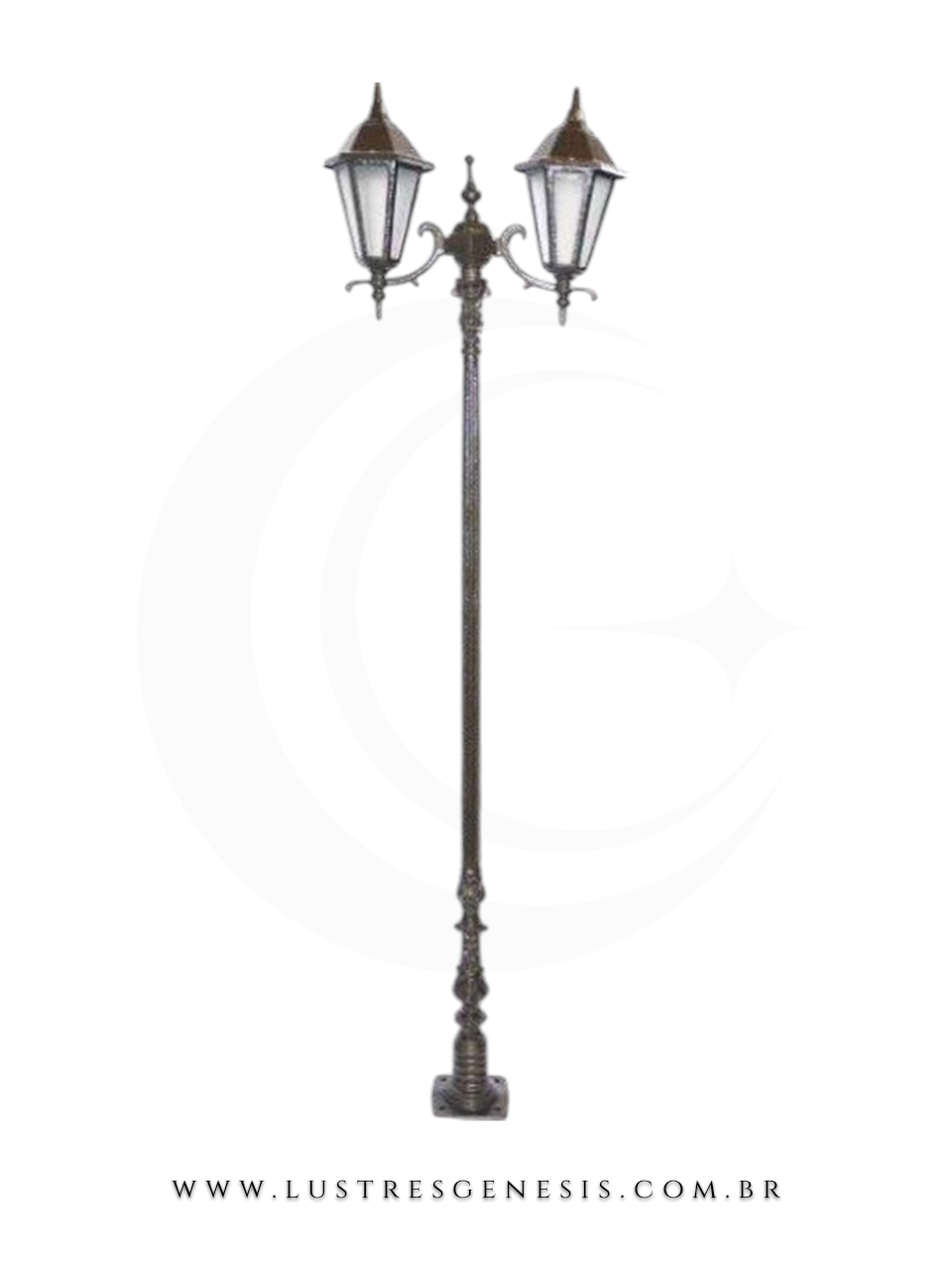 Poste de Iluminação externa Clássico Retro 2,11m estrutura robusta em alumínio fundido para jardim e fachada